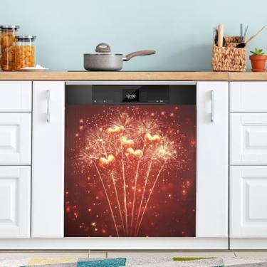 Imagem de ATTX Capa magnética para lava-louças de fogos de artifício dos namorados | Adesivo decorativo de eletrodomésticos de 58 x 66 cm para armários domésticos e eletrodomésticos #177