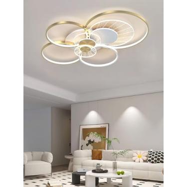 Imagem de Luminária de teto LED dimerizável de 106W, criativa, anti-oscilação, redonda, para sala de estar, sala de jantar, escritório, decoração de casa.