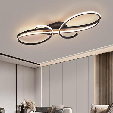 Imagem de Luminária de teto LED moderna e dimerizável para sala de estar com controle remoto, design criativo em alumínio para iluminação de interiores, lustre de embutir para quarto, sala de estar e