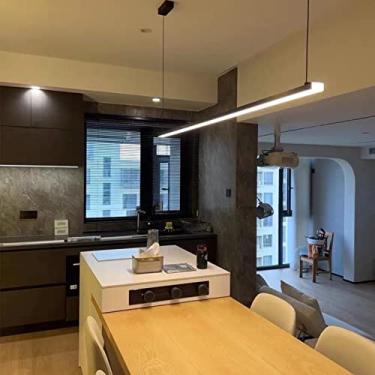 Imagem de Luminária pendente LED para mesa de jantar, preta, moderna, com intensidade regulável e controle remoto. Ideal para escritório, sala de jantar, sala de estudos, sala de estar e cozinha (pret