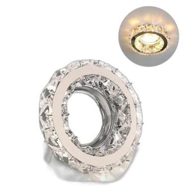 Imagem de 7 Spot Embutir Cristal Inox Redondo K9 Mr16 Sala Lup70 - Acende A Luz