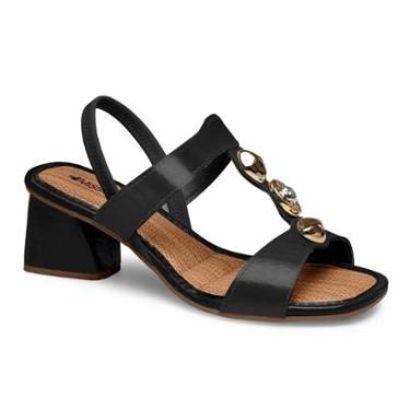 Imagem de Sandalia Feminina Mississipi Salto Bloco Medio Festa Confortavel Pedraria Ref: J0901-Feminino