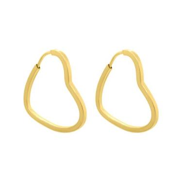 Imagem de Brinco Ouro 18k Argola Coração M-3005 - 750 Net OZ