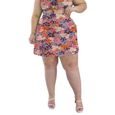 Imagem de Saia Curta Cintura Alta com Forro short em Diversas Cores e Estampas M