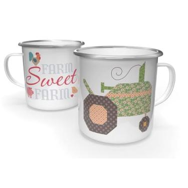 Imagem de Caneca de lata esmaltada Riley Blake Farmer's Daughter por Lori Holt of Bee in My Bonnet | 590 ml Cute Farmhouse Drinkware | Perfeita para café, chá e artesanato