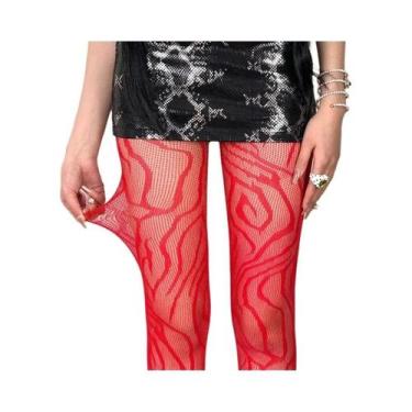 Imagem de Meia-calça Feminina De Cintura Alta Com Listras E Estilo Y2K, Floral, 