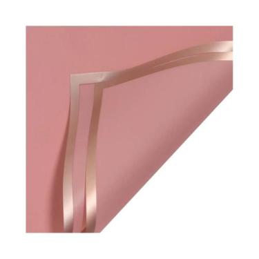 Imagem de Papel De Embalagem Para Flores Com Borda Dourada 20 Peças Estilo Corea