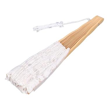 Imagem de Zerodis Ventilador de Mão Dobrável de Renda, Jardinagem para Casa, Decoração de Festivais, Leque para Dança, Cosplay e Casamento, Leque de Mão Dobrável de Renda, Seda de Bambu, Decoração de Casa