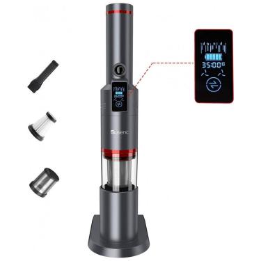 Imagem de Aspirador de Pó Handheld de Mão Multifuncional sem Fio com Acessórios, Sucção Potente 1500PA e Visor LCD, 110v, SUSENC H2, Cinza