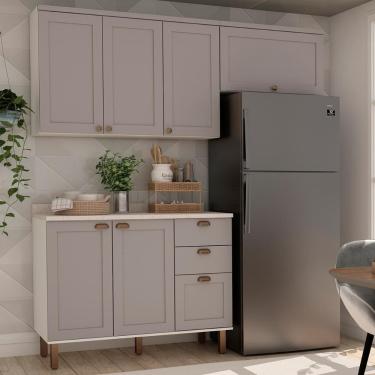 Imagem de Armário De Cozinha Genialflex Iluminata Flora Branco Fendi