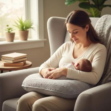 Imagem de Almofada de Amamentação em Tricot com Zíper Formato em U 37x45x13cm Enchimento Siliconado Hipoalergênica Cinza