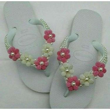 Imagem de Chinelo havaianas personalizados com perolas, Branco3, 39-40