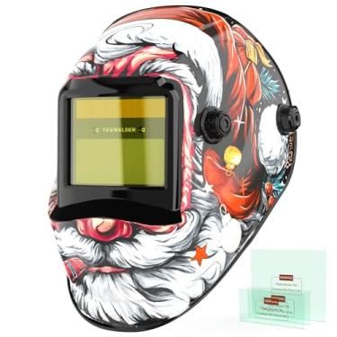 Imagem de YESWELDER Capacete de soldagem de escurecimento automático, bloqueio de luz azul, capa de solda movida a energia solar de cor verdadeira 1/1/1/1 com 2 sensores de arco, máscara de soldador de sombra