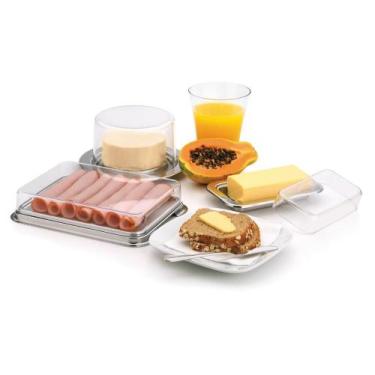 Imagem de Conjunto Café Da Manhã Frios Geladeira Kit Matinal 4 Peças Aço Inox Po