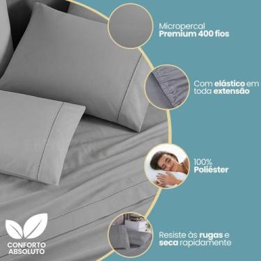 Imagem de Jogo De Lençol Solteiro 3 Peças Micropercal 400 Fios Antialérgico Pont