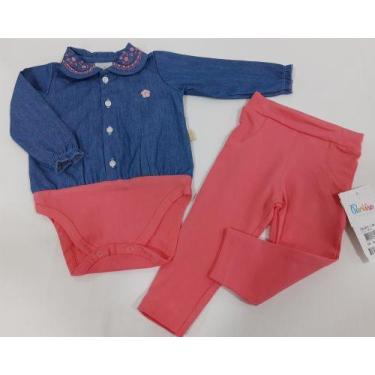 Imagem de Conjunto Body Jeans + Calça Bebê Menina Paraíso Luxo 11700 - Paraiso, 