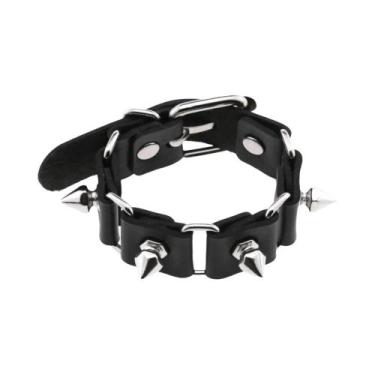 Imagem de Pulseira Unissex De Couro PU Punk Rock Hip Hop Com Caveira, Coração, C