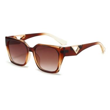 Imagem de HPIRME Óculos de Sol Retrô Femininos com Proteção UV (Marrom)