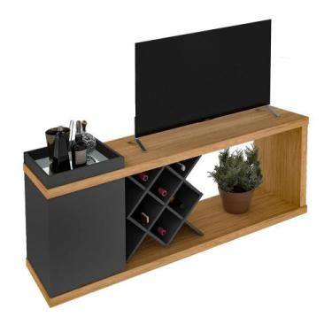 Imagem de Bancada Aparador para TVs até 60 Polegadas Lima Carvalho Grafite - Mai