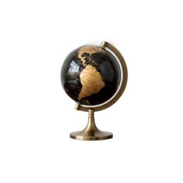 Imagem de Globo Mapa Decorativo Base Giratória Design Moderno Detalhado Plástico Metal Escritório decoração sala(Preto com Dourado)