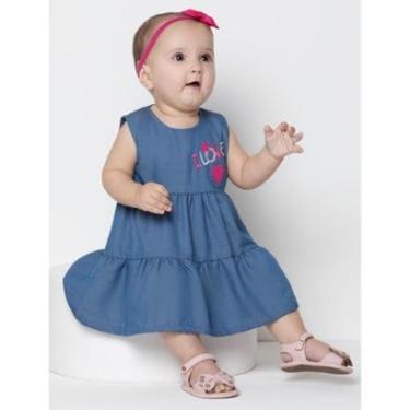 Imagem de Vestido Luxo Bebê Menina Verão Lessa Kids Ref 7983 - Azul - M ( 3 - 6 MESES )-Feminino