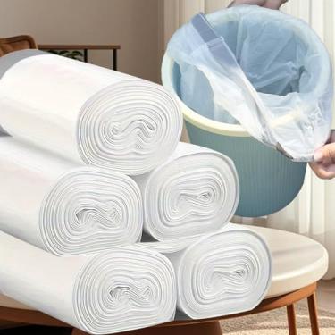 Imagem de 6 rolos de sacos de lixo brancos com cordão grosso para casa, cozinha, restaurante, sala de estar, sacos de lixo para triagem de lixo, 90 peças
