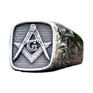 Imagem de Anel Masculino Punk Rock Hip Hop Estilo Motociclista Formato Quadrado 