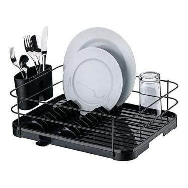 Imagem de Escorredor Louças Porta Talheres Pratos Preto Onix - Future, Preto c/ 