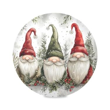 Imagem de STAYTOP Gnomos de Natal fofos jogos americanos redondos 6 peças, tapetes de mesa antiderrapantes fáceis de limpar para casa, cozinha, churrasco, festa, decoração de mesa