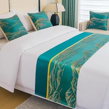 Imagem de Cama Runner Hotel Colcha Jacquard Cama Lenço Moderno Sedoso Decoração de Cama Proteção Não Desvanece Toalha de Cama Macia para Queen, Casal, Solteiro, King Size Verde||50X240 cm para Cama de 1,8 m