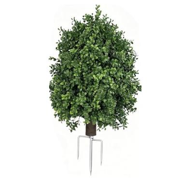 Imagem de WVSAFV Topiaria de buxo artificial, plantas artificiais resistentes a raios UV com acessórios de energia solar, arbusto de bolas de buxo falsas perenes para decoração de varanda, jardim, quintal