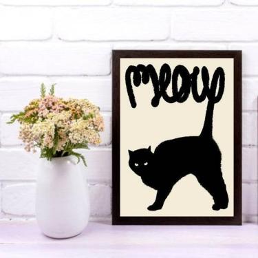 Imagem de Quadro Gato Preto Meow 24X18Cm
