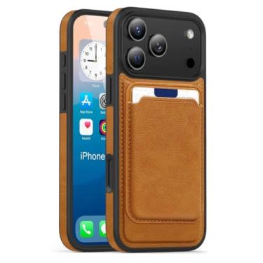 Imagem de SFDSUH Capa protetora magnética para iPhone 16 Pro Max com compartimento para carregamento sem fio (para iPhone 16 Pro Max/Marrom)