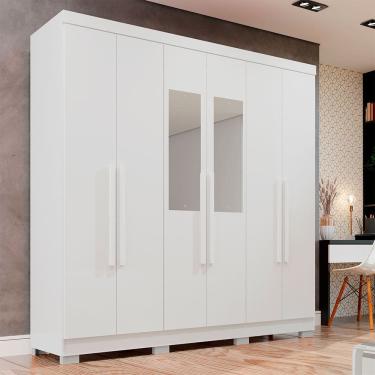 Imagem de Guarda-Roupa Casal com Pe 6 Portas com Espelho 2 Gavetas Recife Salleto Moveis