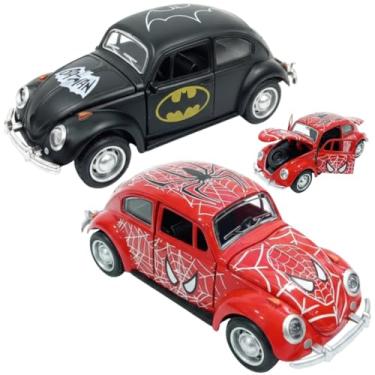 Imagem de Kit 2 Carrinhos Estilo Herói em Metal com Portas, Capô e Porta-Malas Abertos