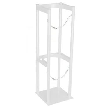 Imagem de Suporte de tanque de oxigênio de luxo resistente com corrente ajustável, prateleira de armazenamento de cilindro de gás durável para hospitais, laboratórios, fábricas - branco (34 x 30 x 100 cm / 13,4