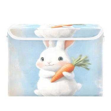 Imagem de SEHANY Cestas de armazenamento fofas de coelho de desenho animado com tampas, organizador de caixas de armazenamento de tecido para armário de roupas, cobertor de escritório, berçário, 42 x 32 x 30 cm