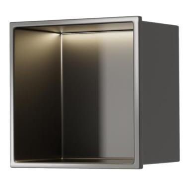 Imagem de Nicho de chuveiro, alcofa embutida em aço inoxidável, organizador de chuveiro embutido para casa quarto banheiro, xampu higiênico prateleiras de armazenamento à prova d'água (cor: cinza, tamanho: 32 x