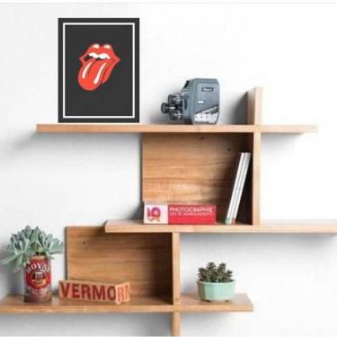 Imagem de Quadro Decorativo Língua Rolling Stones 34X23Cm Moldura Bran