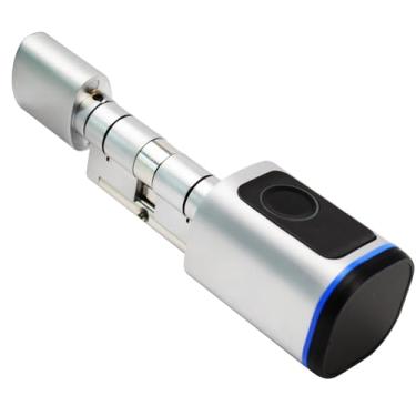 Imagem de Fechaduras inteligentes, impressão digital, cartão IC, chave, celular, aplicação doméstica, fechaduras eletrônicas inteligentes aplicáveis à porta de segurança de ferro de madeira (prata)