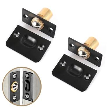 Imagem de Ferragens de captura de bola para porta de armário, ferragens de aço inoxidável ajustáveis com placa de ataque com acabamento acetinado escovado, trava de bola forte para armário (2, preto)