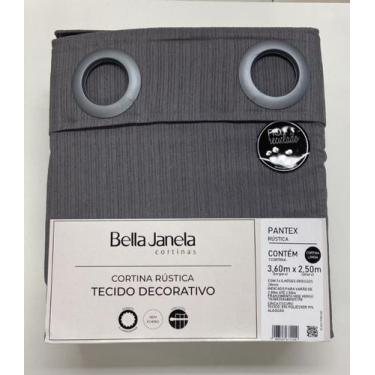 Imagem de Cortina Rústica 3,60 x 2,50 Pantex Bella Janela, Cinza Escuro