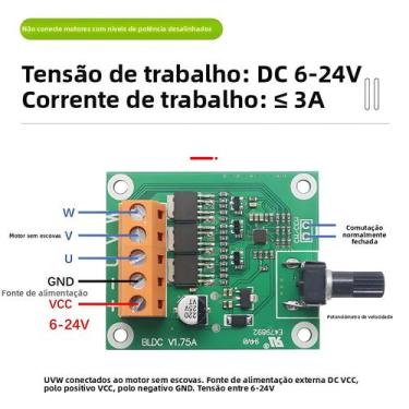 Imagem de Placa De Controle De Motor DC Sem Escovas 6V 12V 24V De Grau Superior,