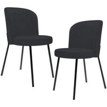 Imagem de Kit 2 Cadeiras Sala De Jantar Estofada Gavi L02 Linho Chumbo - Lyam Decor