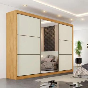 Imagem de Guarda Roupa Casal 6 Gavetas Com Espelho Bragança-peroba-off White Móveis Europa