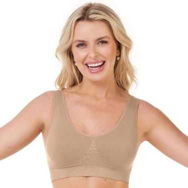 Imagem de Sutiã Top com Bojo Removível Alça Larga sem Costura Bege Zee Rucci, M