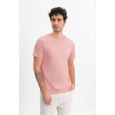 Imagem de Camiseta masculina em meia malha Essendi, M, Rosa claro