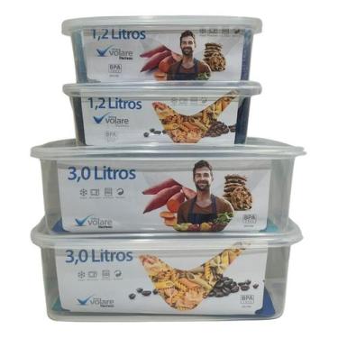 Imagem de 4 Potes Transparentes Volare Rischioto - Kit Penitenciária