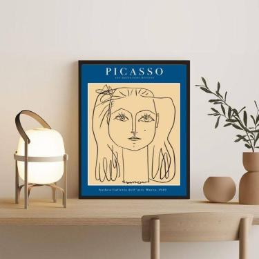 Imagem de Quadro Poster Picasso Azul 45x34cm - Vidro e Moldura Preta