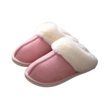 Imagem de Chinelos Femininos De Inverno Quentes Em Suede Sintético Com Pelúcia A